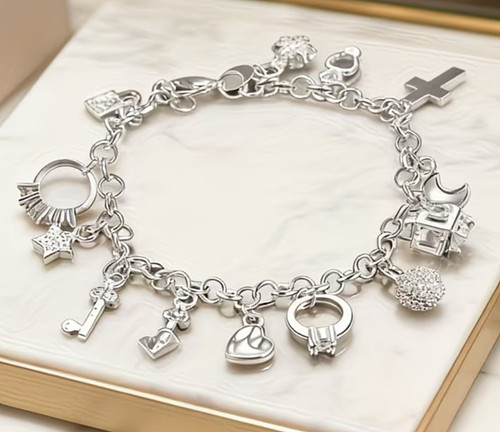 Charm armband 925 silber look - charm,